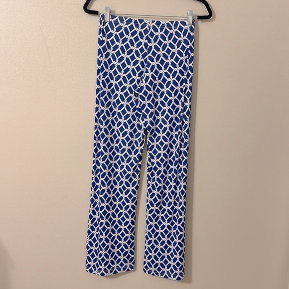 Barbara Gerwit Blue and White Print Pants Sz XS Resortwear Nautical Coastal Chic - Picture 2 of 6